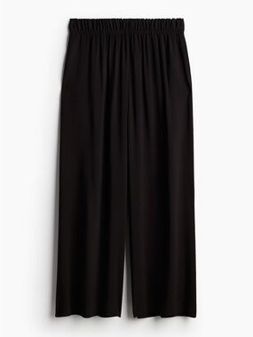 H&M Black Wide-Leg Cropped Pull On Pants